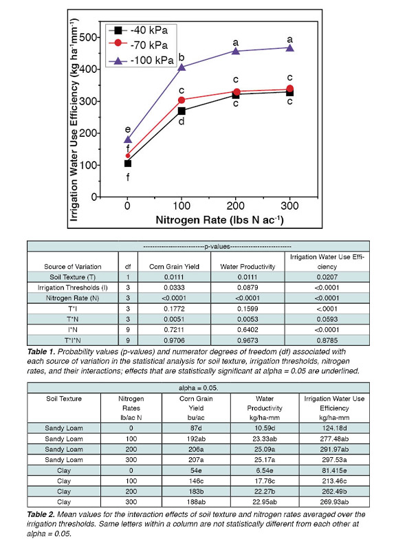 Irrigation Threshold and Nitrogen Rate Effects
on Corn Water Use and Yield Response